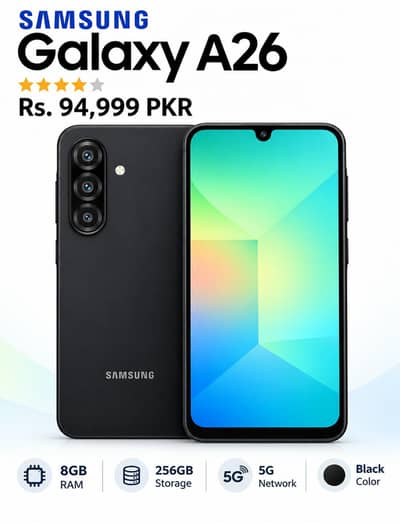 Samsung Mobile A26 - 5G - 8/256 Black Color