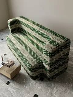 Sofa Cum Bed For Sale | Green & Beige | Good Condition