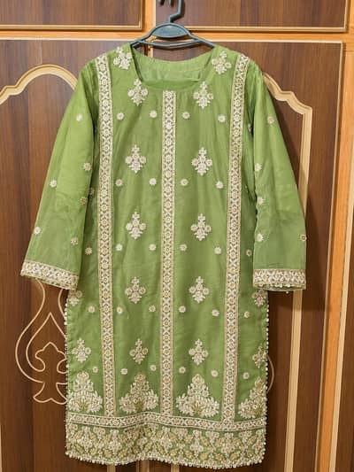 gold green embroidery ladies dress