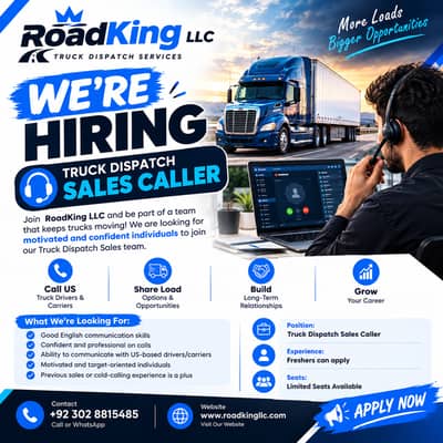 Hiring Sales Callers in Dispatch Staff | Roadking LLC | Toba Tek Singh