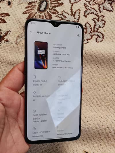 One Plus 6T dual sim pta approved 8/128 fresh panel all ok