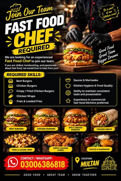 Experienced fast food chef required