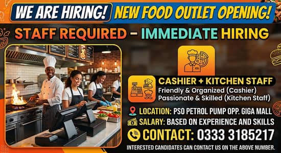 STAFF REQUIRED – IMMEDIATE HIRING