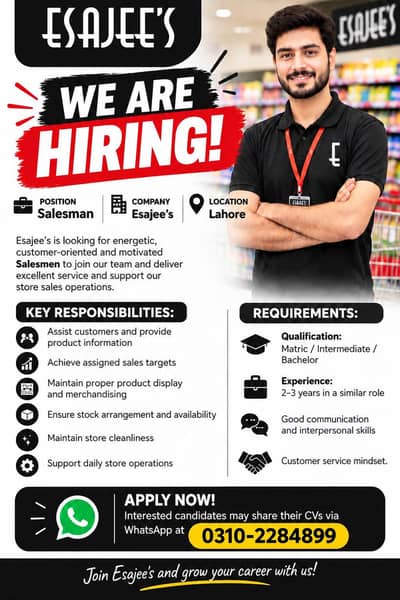 sales man for retail store