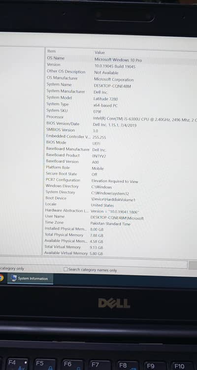Dell 8 GB RAM 256 GB SSD Core i5 6th Generation