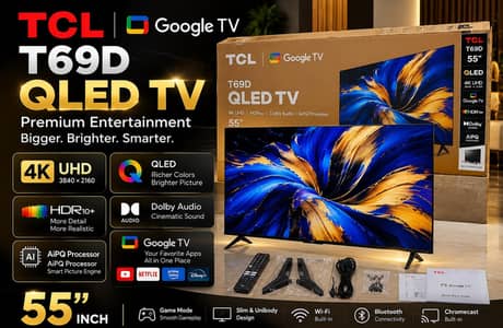 TCL T69D 55" QLED 4K Google TV | Brand New Box Pack | Original