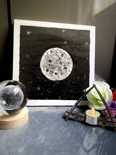 Handmade 3D Texture Moon Painting