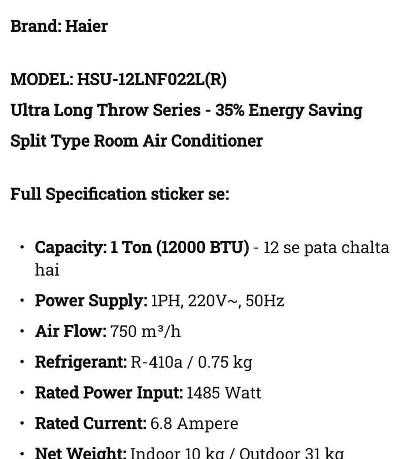 Haier Split AC 1