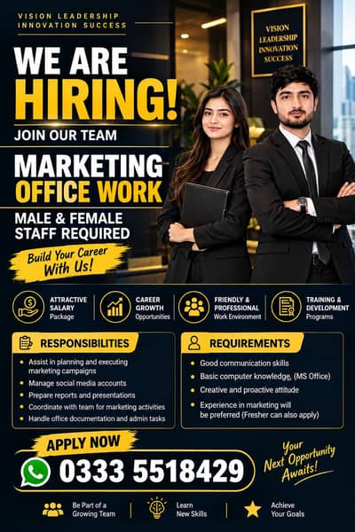 male female staff required