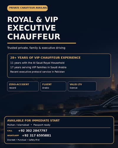 Experienced VIP Chauffeur | Private Family & Executive Driver