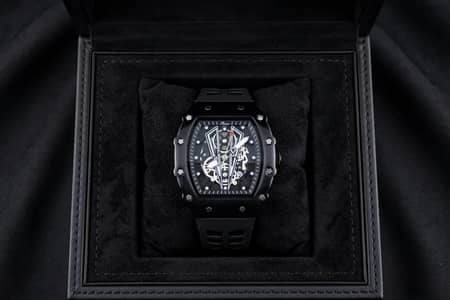 Richard Mille Style Black Skeleton Automatic Watch - Tonneau Shape