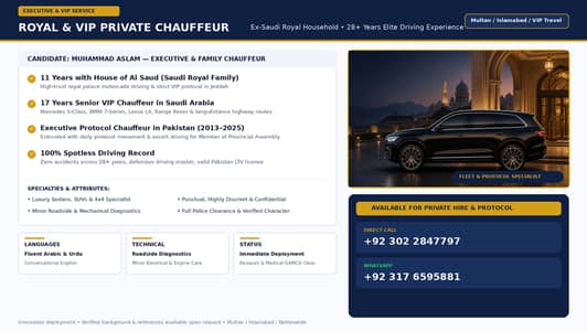 Experienced VIP Chauffeur | Private Family & Executive Driver