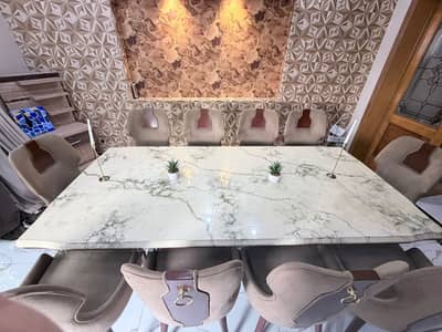Dining Table Set with Chairs Onyx Marble Top Dining Table Set
