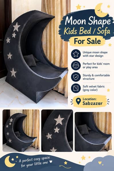 Moon shape kids bed