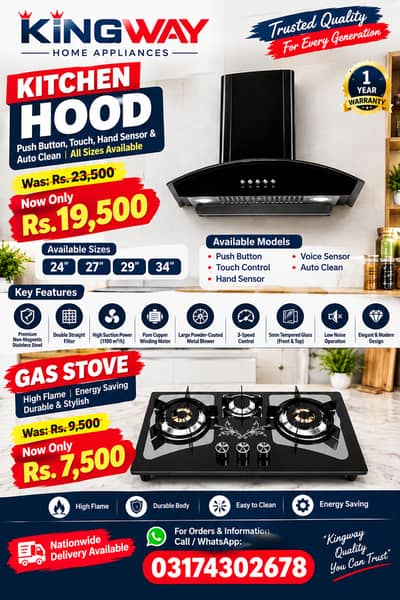 Kitchen Hood Imported Push Button,Touch,Hand Sensor All Sizes Availabl