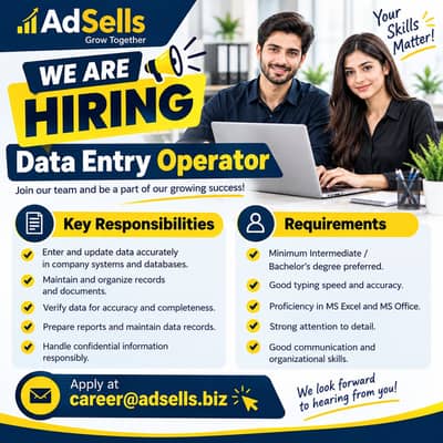 Data Entry Operator Required – AdSells | Apply Now