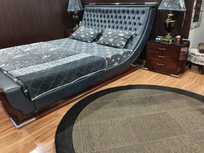 almost new bed with side table for sale