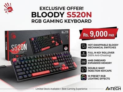 Gaming Keyboard – Brand New Condition |Bloody S520N Mechanical RGB