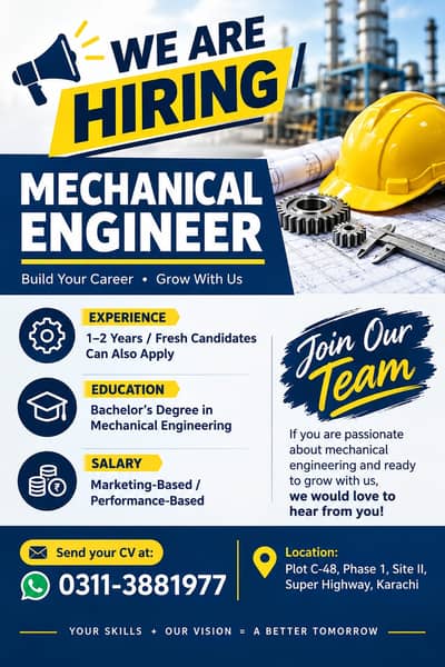 We are hiring Mechanical Engenier