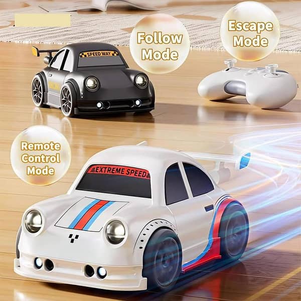 2.4GHz Remote Control Drift Car Rechargeable Mini RC Car With Gesture Control, Remote Control Follow & Escape Mode, LED Lights & Sound Effects, Kids Racing Toy Smart Induction Control Car