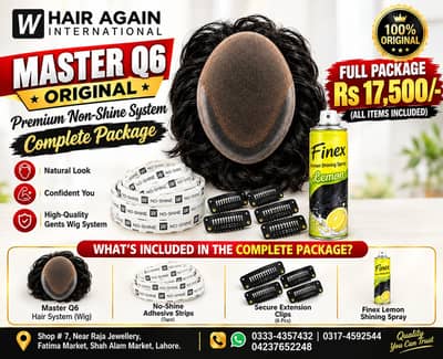 Original Master Q6 Hair (Wig) No-Shine Strips Clips 6 Pcs Spray