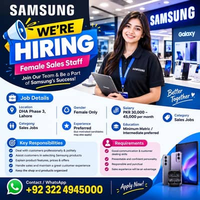 Samsung shop pr only girls jobs