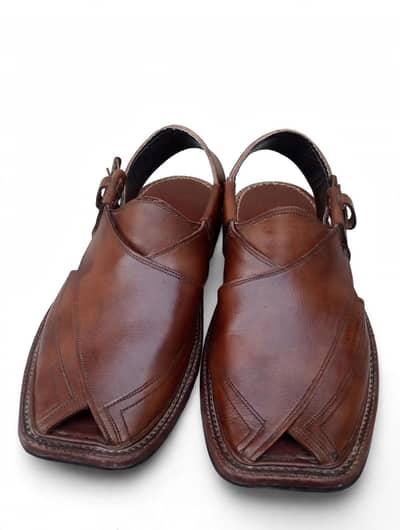 Fine Carlos orignel leather pashawari chappal brown  4000