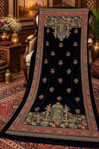 Maria B Velvet Fancy Wedding Shawl - 2.5 Meter