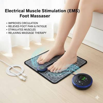 Mini Foot Massager Mat Black Silicone USB Rechargeable