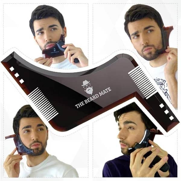 Men darhi Ka Khat Beard Shaper Beard Comb Shaping Tool Goatee Styling Template Combs Transparent for Hair Trim Beards Double Side Beard Shaping Beard Shaper PLUS Comb For Line Up and Men Bread Comb