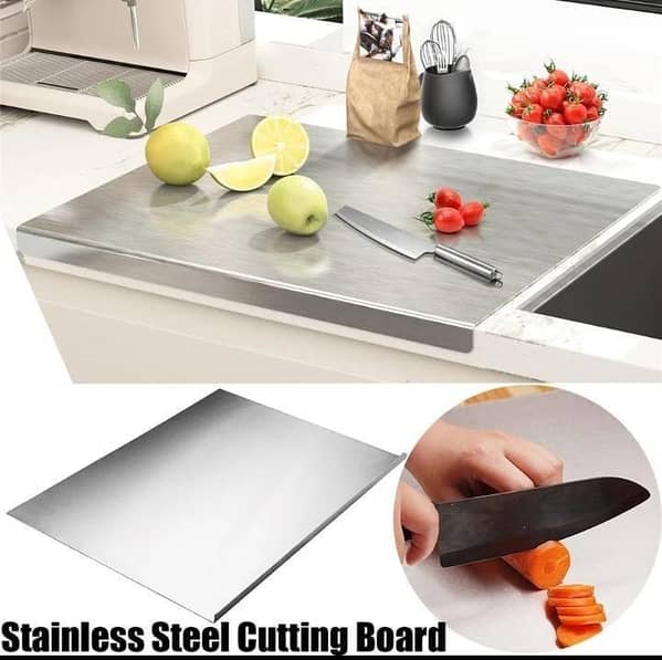 Food grade stainless steel cutting board/chopping board/CounterTop. No Microplastic. No Smell. perfect for dough kneading, for cutting fruits vegetables, cutting board,Meat, Fish (Collect free shipping voucher then place your order)