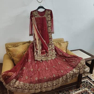 Lehanga  with long shirt (Net} hand Embroidery