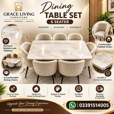 4/6 seater dining table and dining chairs