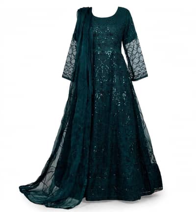 black net maxi with same dupatta