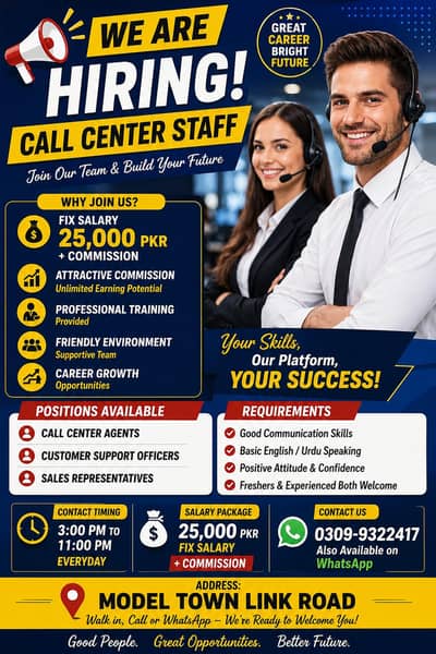 Call Center Staff Required
