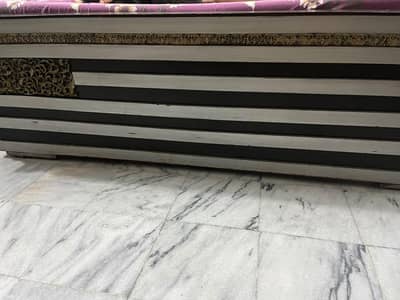 Silver & Golden Painted Bef with 2 Mirrored Sude Tables