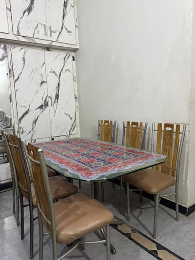 Glass Dining Table with Six Chairs