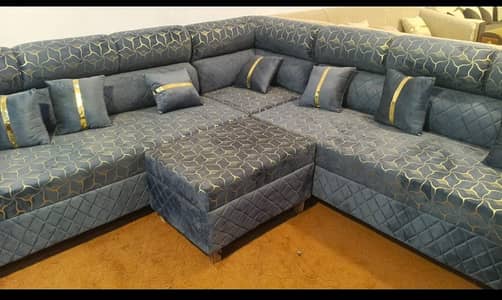 L shape sofa set made in thick wood