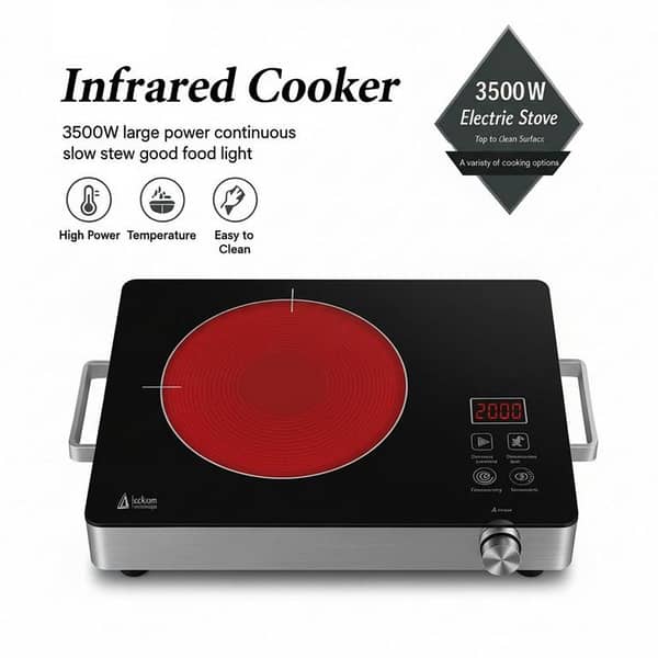 Electric Infrared Ceramic Cooker3500W - Touch Operated Induction Hot Plate with Timer, Temperature Control, and Waterproof Design-RAF Electric Chula And Stove