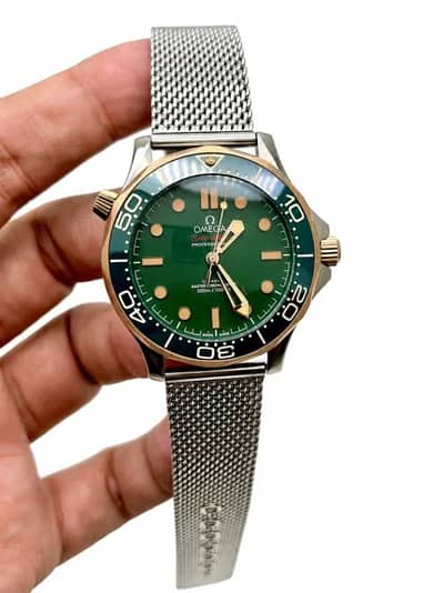 omega sea master green dial watch for men