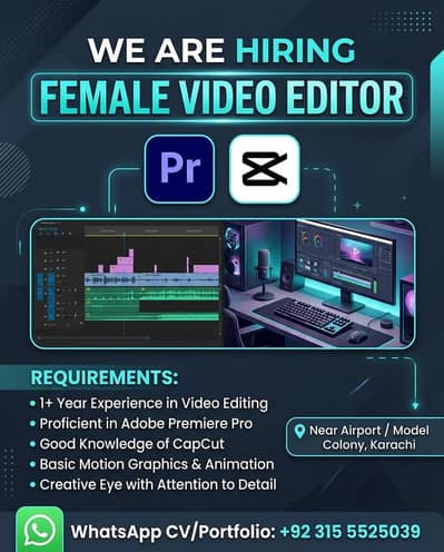 Need female Video Editor