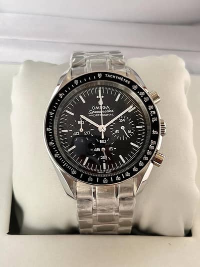 omega speed black dial watch for men
