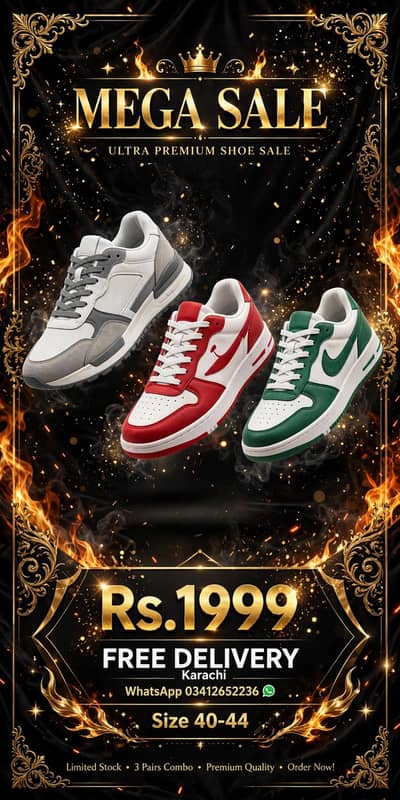 Premium Sneakers 3 Colors Free Delivery Size 40-44