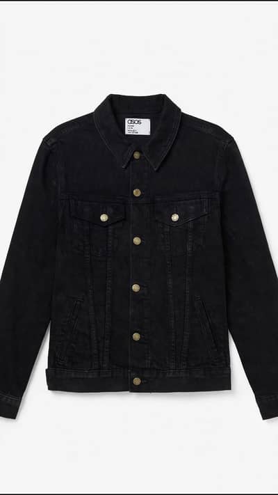 ASOS Original Jet Black Denim Jacket - Size M - UK Imported