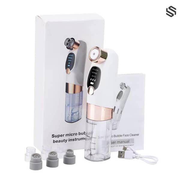 Hydra Facial Blackhead & Whitehead Remover Pore Vacuum Machine with Micro Bubble Cleansing Technology, Pimple Extractor Beauty Device, 6 Suction Heads, 3 Adjustable Gears, Deep Facial Cleaning, Dermabrasion, Skin Rejuvenation, Anti-Aging Face Care Kit