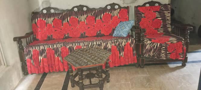 solid wood sofa set 5seter with table set