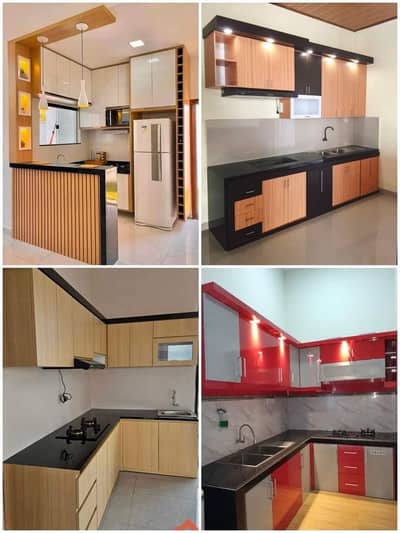 Kichen almari - kichen cabinets - wooden cabinets-Wood shelves