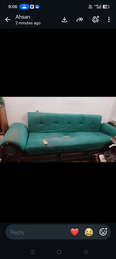 green velvet sofa