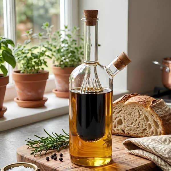Elegant Glass Oil Bottle with Double Spout