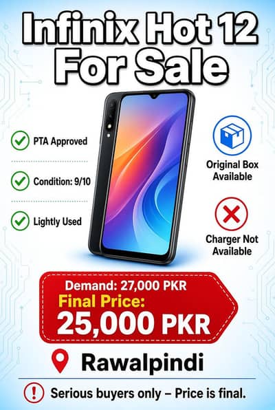Infinix Hot 12 FOR SALE EXCHANGE POSSIBLE